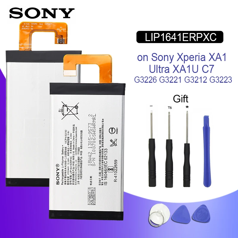 SONY Original Phone Battery For Sony Xperia XA1 Ultra XA1U C7 G3226 G3221 G3212 G3223 LIP1641ERPXC 2700mAh Batteries + Tools SONY Original Phone Battery For Sony Xperia XA1 Ultra XA1U C7 G3226 G3221 G3212 G3223 LIP1641ERPXC 2700mAh Batteries + Tools
