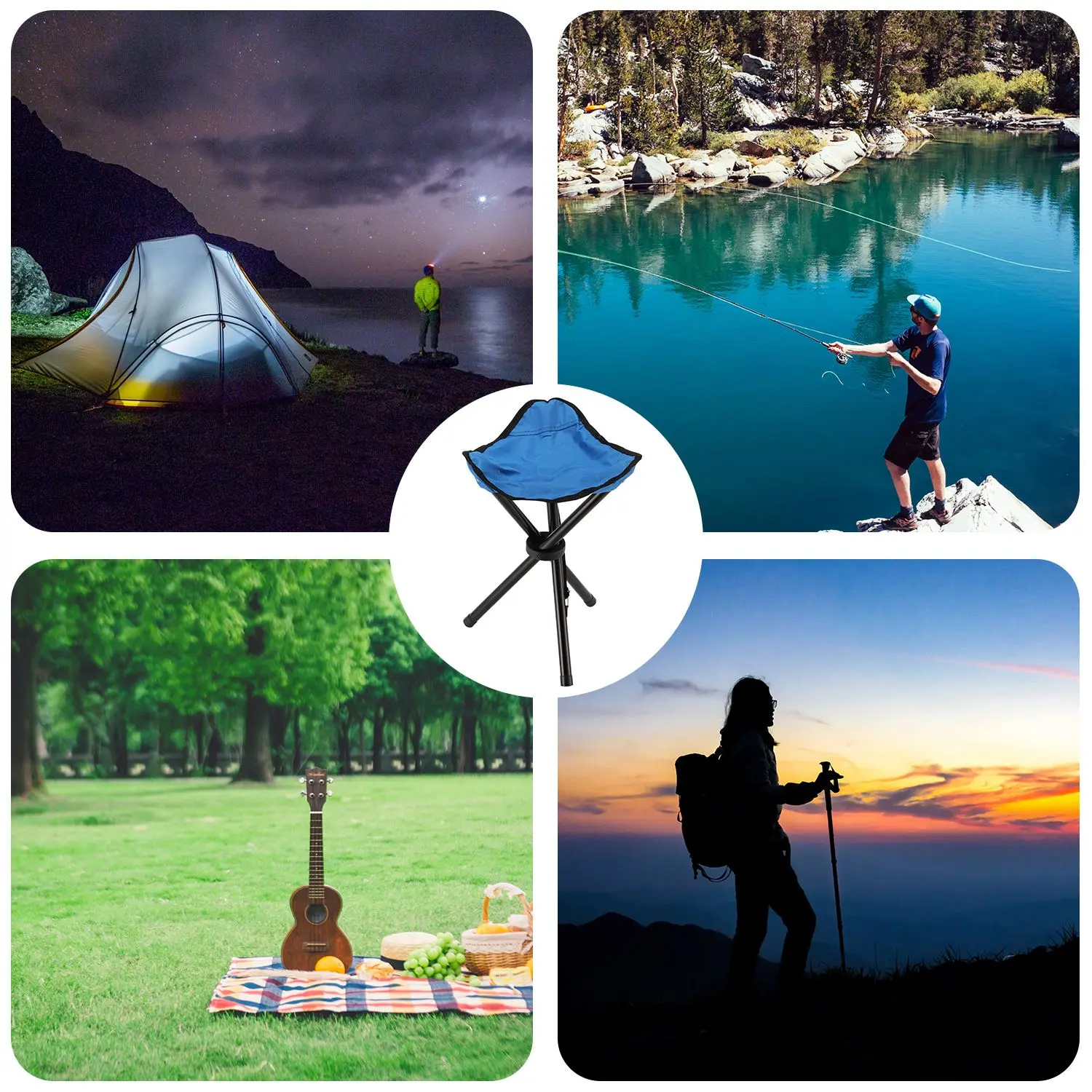 Fishing Stool Folding Chair Camping Hiking Outdoor Activities Picnic BBQ Tripod Seat Durable Portable Flidable | Спорт и развлечения