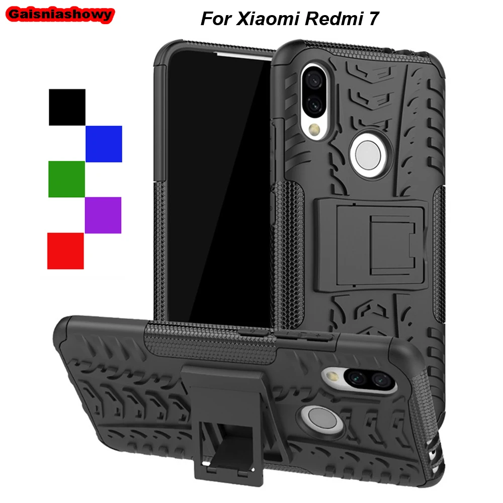 Противоударный защитный чехол для Xiaomi Redmi 7 подставка-держатель резина силикон