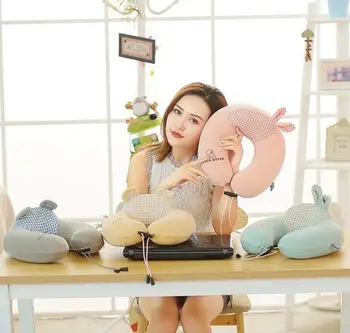 

Cute Plush Toy Plaid Stereo U Shaped Pillow Soft Stuffed Neck Pillow Birthday Christmas Gift #3504