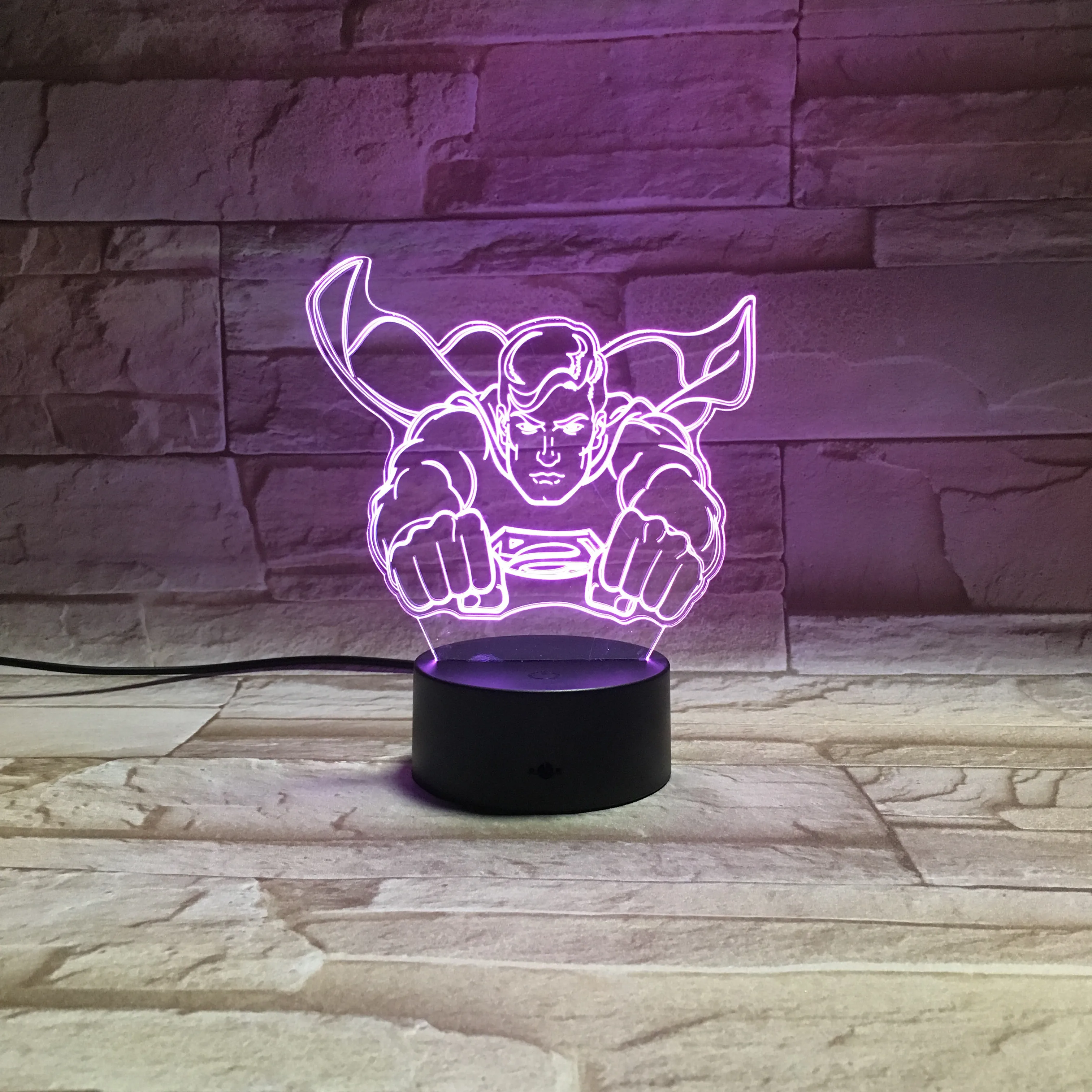 Супермен Летающий 3D RGB светодиодный ночной Светильник Цвет 7 цветов Изменение сна настольная лампа домашний декор на Рождество для маленьких мальчиков подарок 165