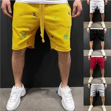 Модные мужские летние повседневные спортивные шорты с вышивкой и эластичной резинкой на талии, брюки,, Прямая поставка