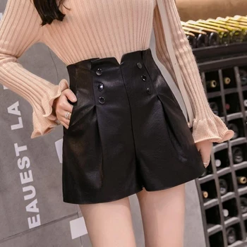 

Sexy Slim Shorts Women Autumn Winter Casual High Waist Zipper PU Leather Shorts Female Streetwear Vogue Short Pants Office Lady