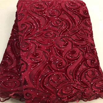 

Cassiel Latest African Net Lace Fabric 2019 High Quality Sequins Nigerian Lace Fabrics 5Yards French Tulle Lace Material