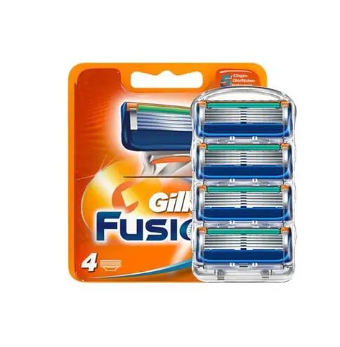 Gillette Fusion-cuchillas de afeitar de acero inoxidable para hombre, 5 capas, para el cuidado facial, 4 unids/lote