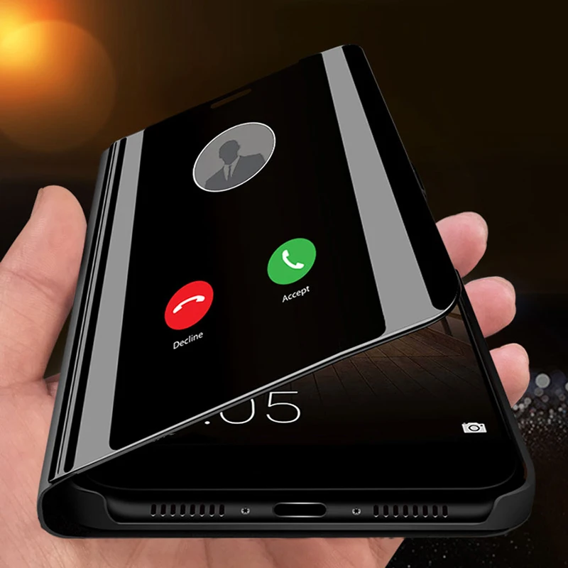 Умный зеркальный флип-чехол для samsung Galaxy S10 S9 S8 плюс S7 S6 Примечание 10 9 8 A10 A20E A40 A50 A70