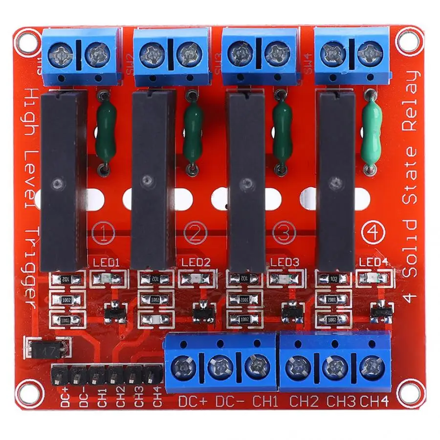 DC 5V SSR 4 канальный высокоуровневый твердотельный релейный модуль SSRM04