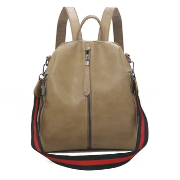 

Brown Vintage Backpack Leather Women High Quality Soft Solid Bagpack Ladies Simple City Trend Retro Back Pack Lady 2020 New