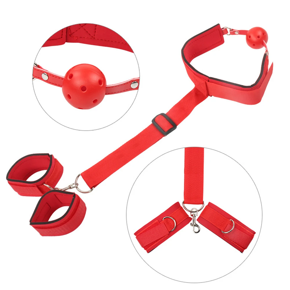 Adult HandCuffs sex toys for couples Backhand self Bondage Restraints Strap Gags BDSM sets SM Slave Hand Cuff Open Mouth Ball (5)