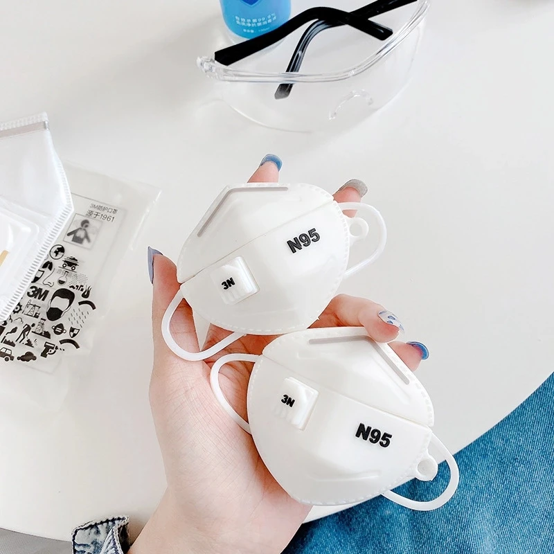 mask Headphone case for Airpods Earpods bluetoot Case Silicone Cartoon Cover for earphone Cute Ear phone kids tool