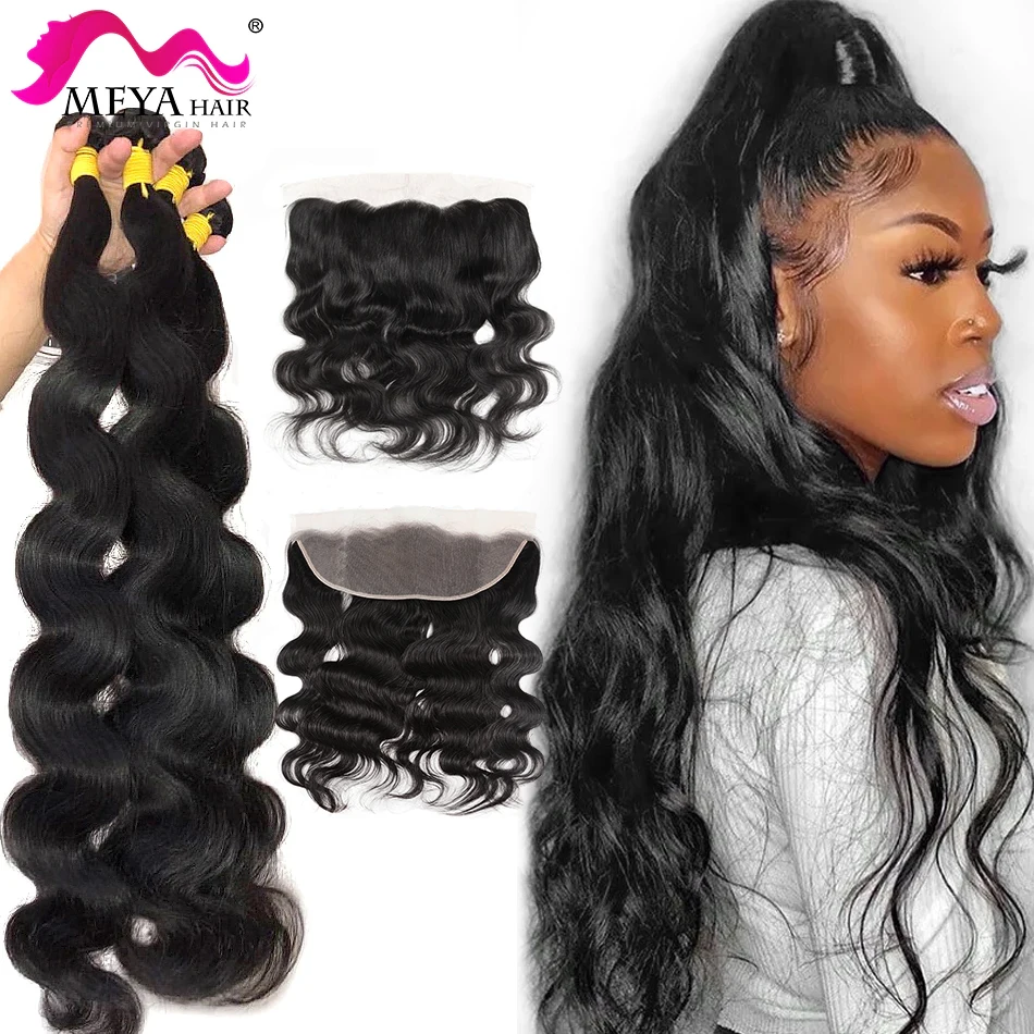 Good Deal Hair-Weave-Bundles Closure Frontal Body-Wave 40inch Peruvian Virgin with 30-32 MAYA Remy AjXNekRGoB3