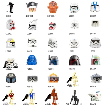

Single War Han Solo Leia Pilot Clone Storm Troopers Figures Head accessories Building Blocks toys for children