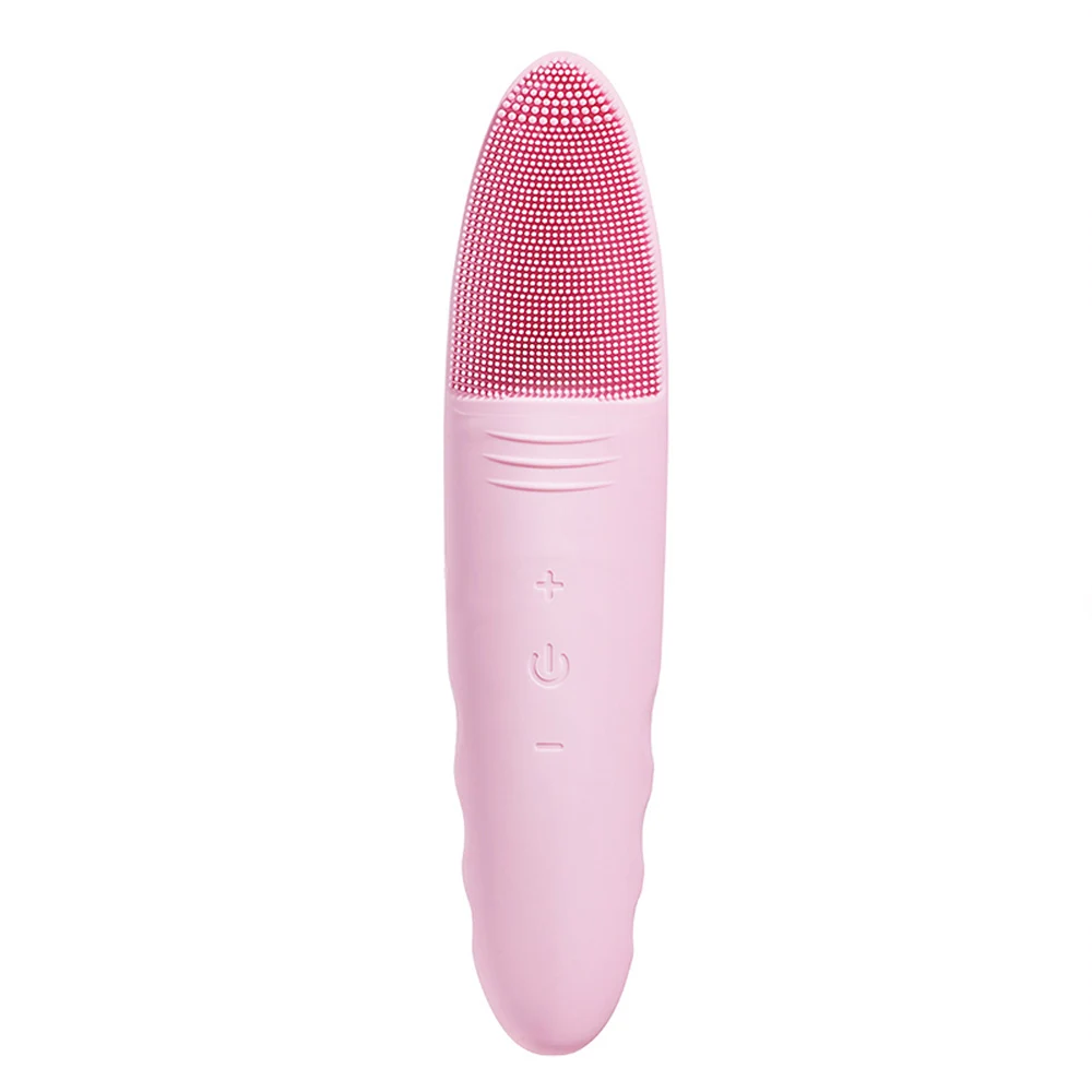 Pink Silicone Cleansing Instrument Electric Waterproof Facial Massager Brush USB Ultrasonic Skin Pore Cleaner Washing Machine - Цвет: Pink