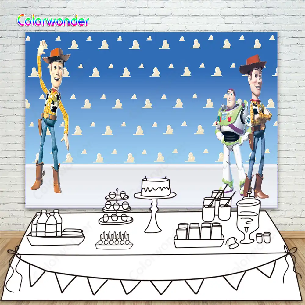 Toy Story Birthday Party Photographic Backdrop Buzz Lightyear And