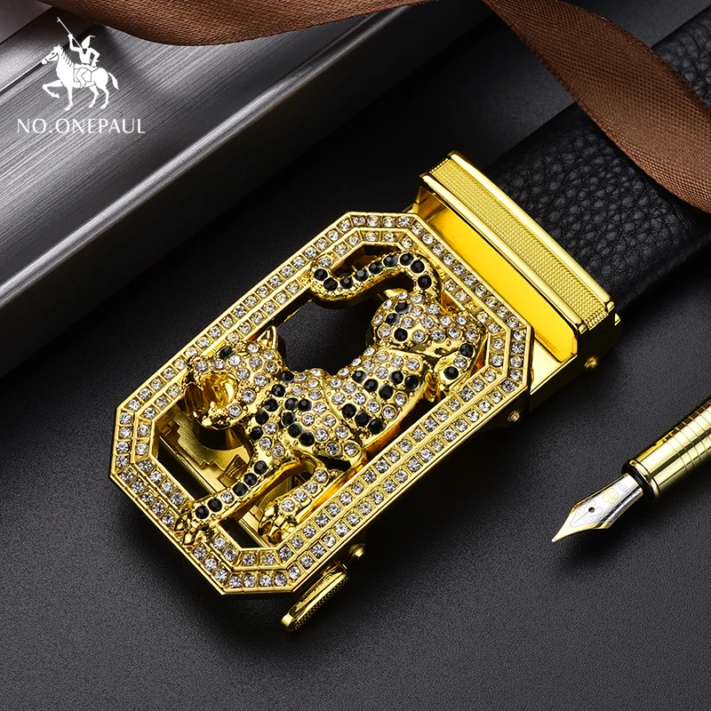 

NO.ONEPAUL Quality Genuine Luxury Leather Men,Strap Male Metal Famous Brand Belt Men Top Belts for Automatic Buckle 3.8cm width