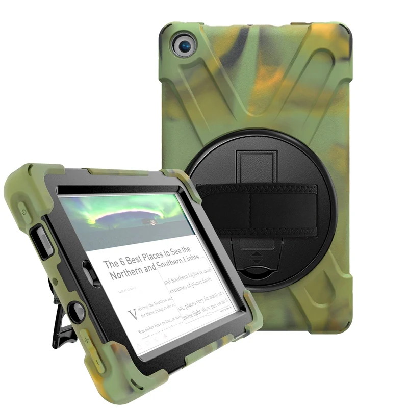 camouf С ремешком/Aiguillette противоударный чехол для Amazon Fire HD 10 HD10 чехол s силиконовый PC Стенд детский чехол для планшета - Цвет: camouf