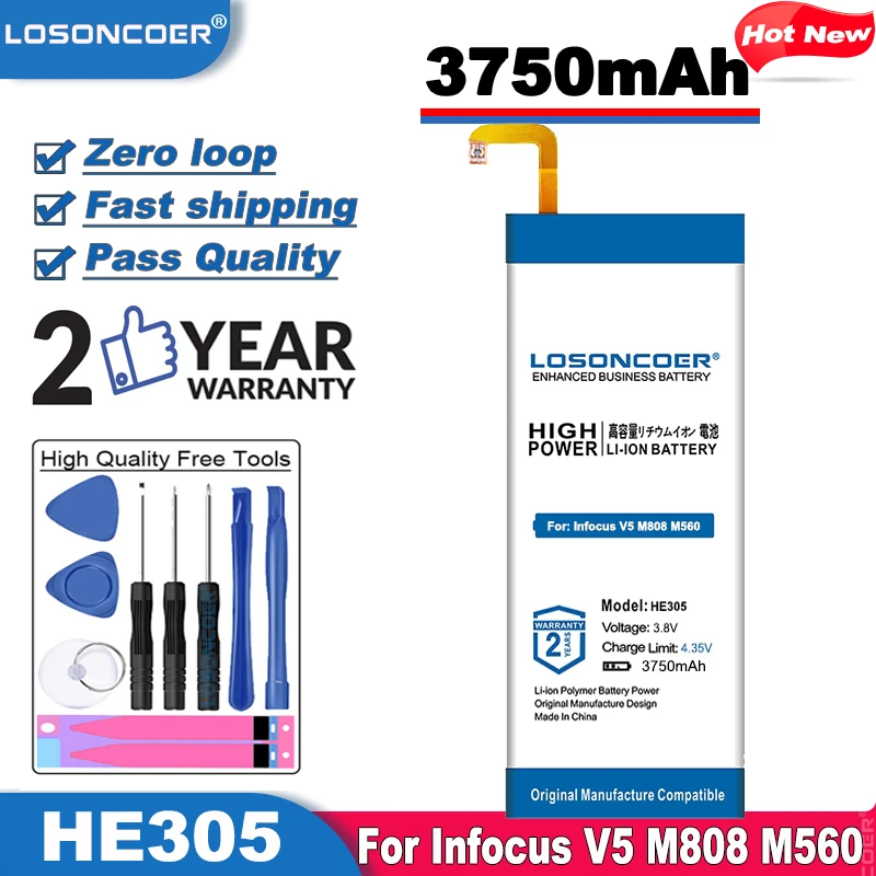 LOSONCOER 3750 мАч HE305 Сменный аккумулятор для Infocus V5 M808 M560 Быстрая доставка +