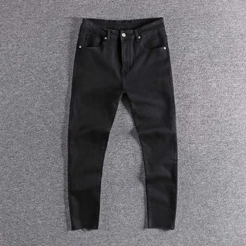 

2019 Hem trimming fashion micro elastic slim Leggings high quality fashion cool boy men's nine point jeans trouser on sale XL