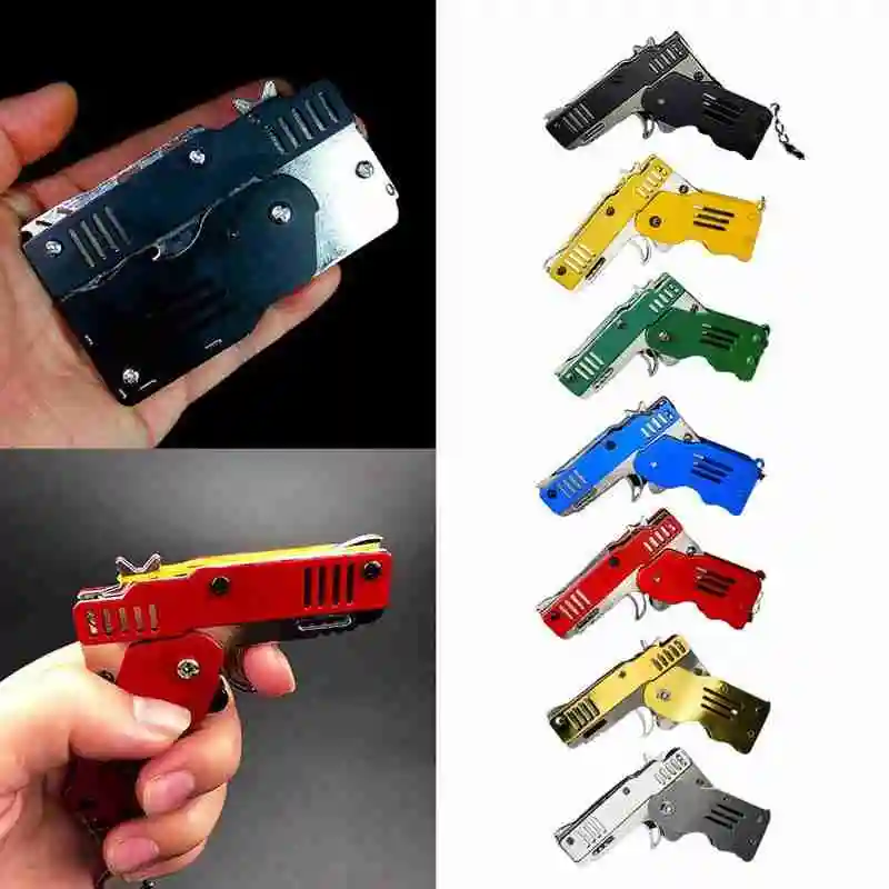 Rubber Band Gun Toy All Metal Mini Can Be Folded As A Key Ring Rubber Band Gun Children