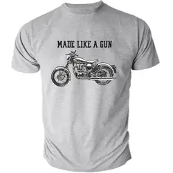Королевский Энфилд-сделано как пистолет логотип футболка Ретро Мотоцикл Хизер серый 01532 хлопок юмористический хлопок Футболка