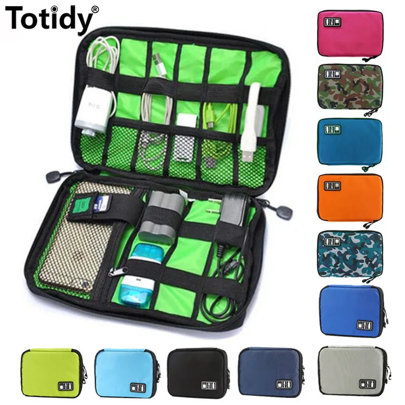 Bolsa Digital de accesorios de viaje para dispositivos electrónicos, Cargador USB, bolsa de almacenamiento para auriculares, bolsa grande a prueba de golpes