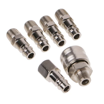 

6 Pcs EURO Air Line Hose Compressor Fitting Connector Quick Release Set 1/4\" BSP WXTC