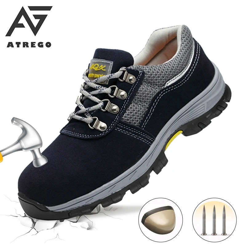 AtreGo Men's Steel Toe Work Safety Shoes Casual Breathable Outdoor