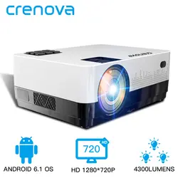 CRENOVA 2019 новейший светодиодный проектор HD 1280*728P Android 6,1 OS 4300 люмен домашний кинопроектор с Wi-Fi Bluetooth