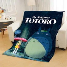 3D цифровое Флисовое одеяло с принтом «Мой сосед Тоторо», популярное однослойное покрывало с анимацией, милое модное одеяло