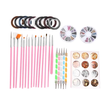 

Dotting Drawing Tools 36PCS Accessories Nail Set Painting Brushes Art Pen Manicure Tape Rhinestones Paillette Foil Nails Sticker