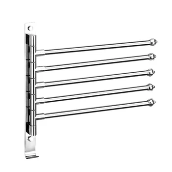 

Stainless Steel 180 Degrees Rotation With Hook Punch Free Bathroom Rack Towel Holder Hanger Multilayer Durable