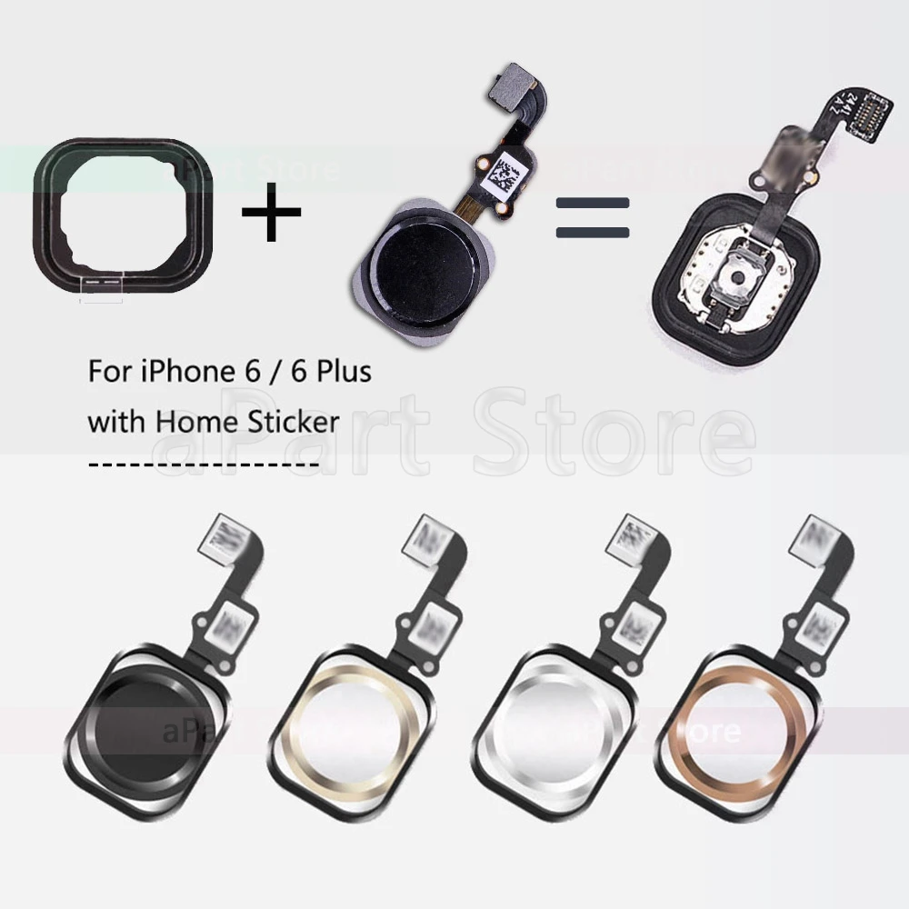 For iPhone SE 5s Home-Button with Flex For iPhone 6 6s 7 8 Plus Home Button Flex Cable with Sticker Rubber No Fingerprint