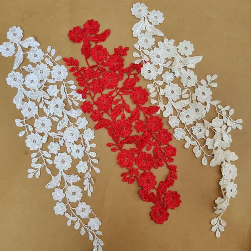 

Applique Bridal Evening Dress Lace Motif 1 Pair Embroidery Crafts Motif Sew Floral Costumes Art Craft