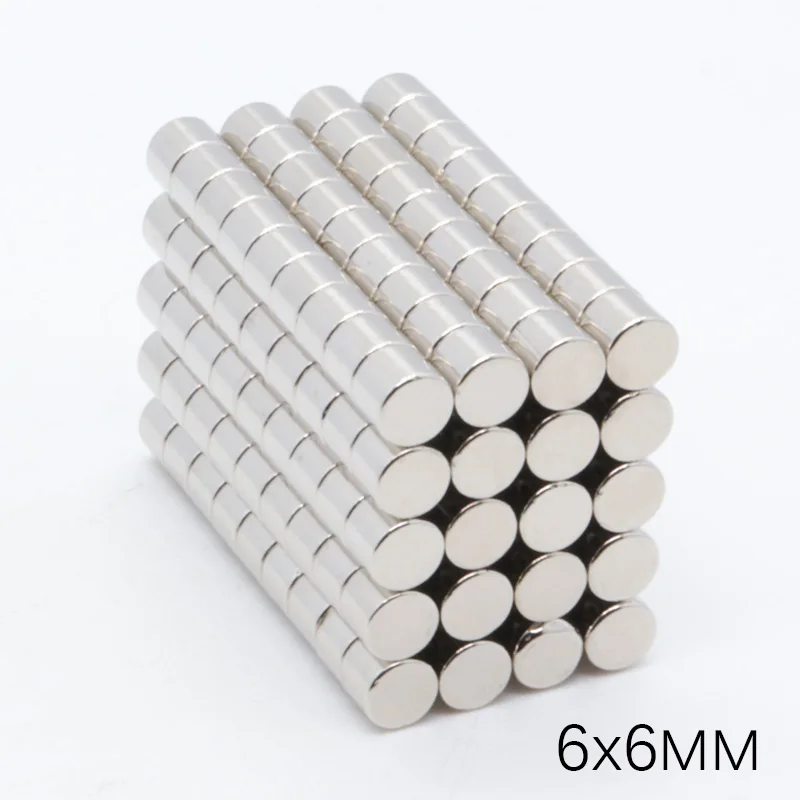 500 шт 6x6 мм супер сильный, мощный Маленький Круглый Редкоземельные неодимовые магниты 6x6 мм большой холодильник на заказ