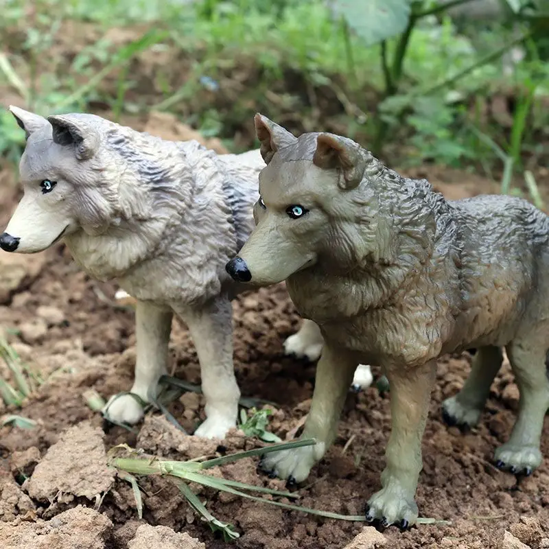 Oenux Original Savage Wild Animal Gray Wolf Action Figure - Beast Wolves Model Figurine PVC Collection Toy Gift image 4