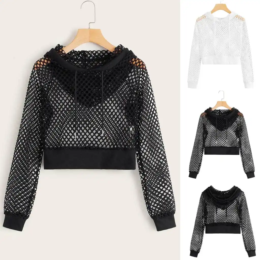 mesh crop hoodie