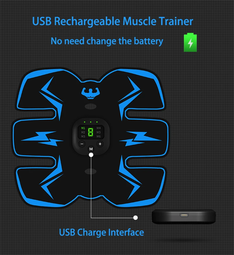 EMS Anti-cellulite Massager Electric LED Charging Abdominal Muscle Stimulator Bodybuilding Gym Simulator Massage For Weight Loss