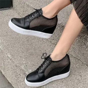 

Fashion Sneakers Women Lace Up Straps Wedges High Heel Gladiator Sandals Female Round Toe Platform Pumps Shoes Breathable Boots
