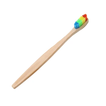 

1 PC Colorful Head Bamboo Toothbrush Environment Rainbow Bamboo Toothbrush Oral Care Soft Bristle