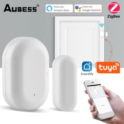 Tuya – détecteur d'ouverture de porte/fenêtre intelligent ZigBee, système d'alarme de sécurité, application Smart Life, fonctionne avec Alexa Google Home 