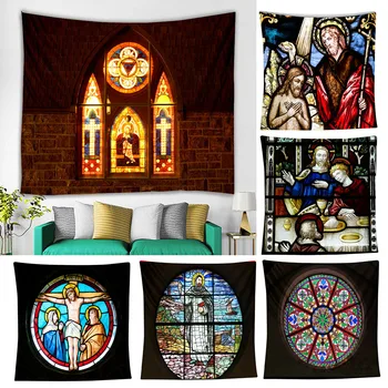 

Tapestry Notre Dame Cathedral window grilles in Paris South Rose Window Beach Towel Polyester Printed Wall Hanging Decorative Ar