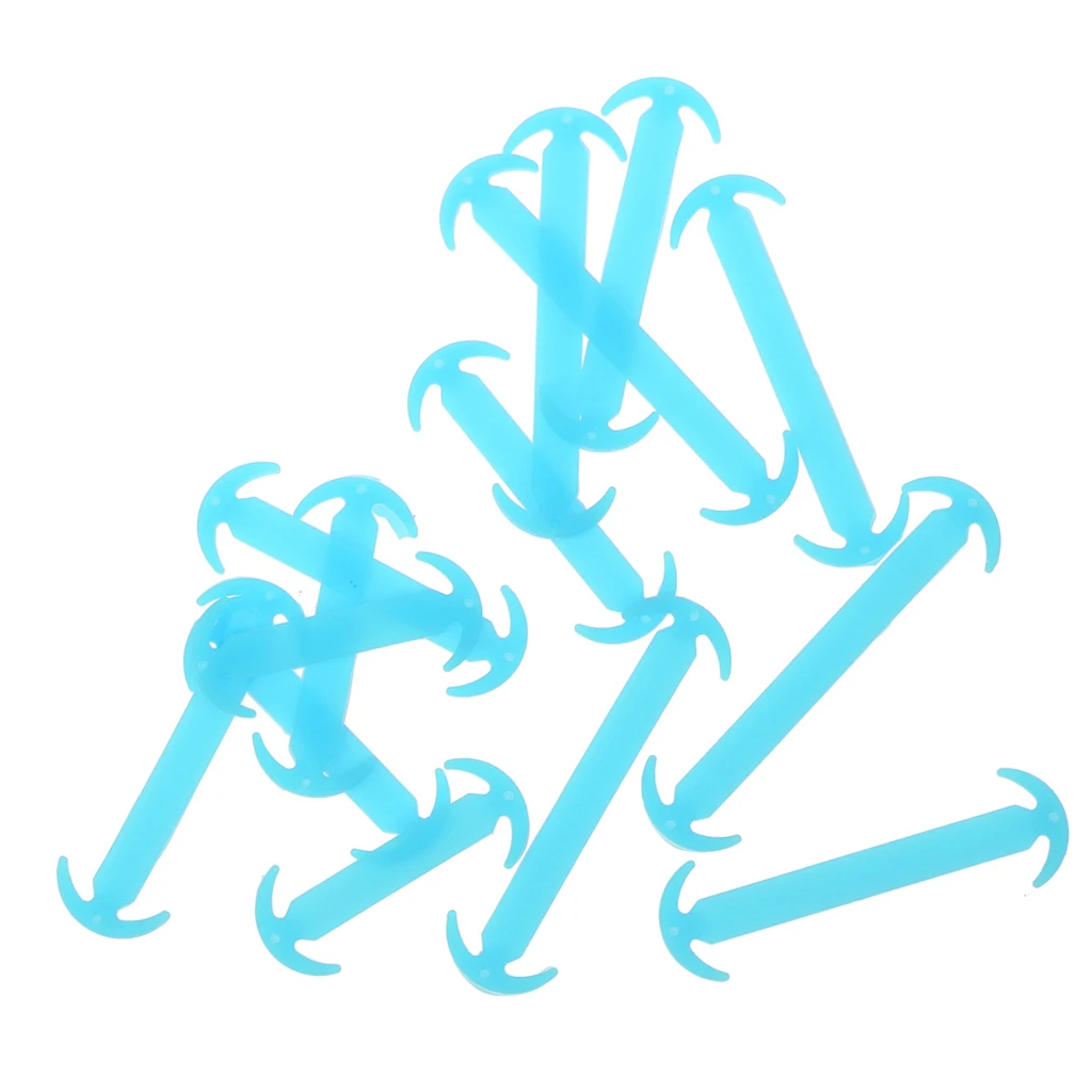 

14pcs/set Blue Luminous Silicone No Tie Shoelaces For Sneaker Boots Shoes