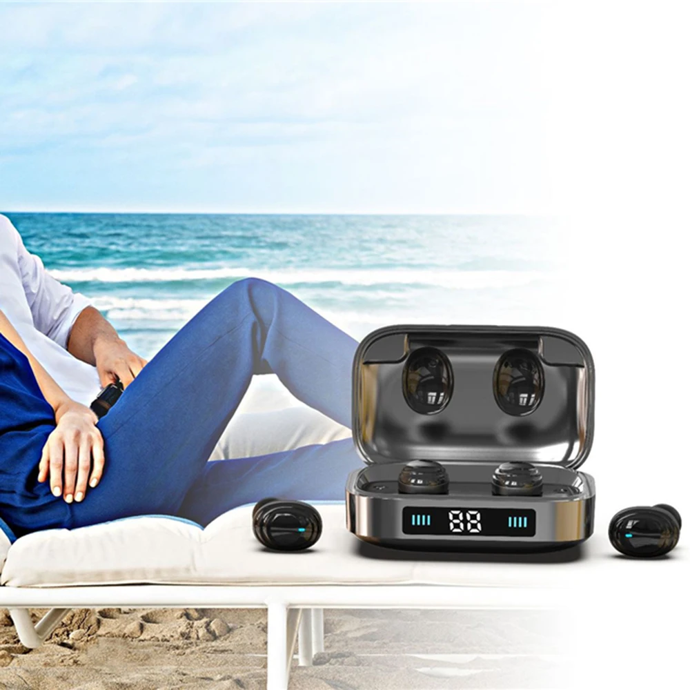 TWS Bluetooth наушники 5,0 беспроводные Bluetooth наушники 9D стерео Музыкальная гарнитура сенсорное управление светодиодный дисплей с зарядным устройством