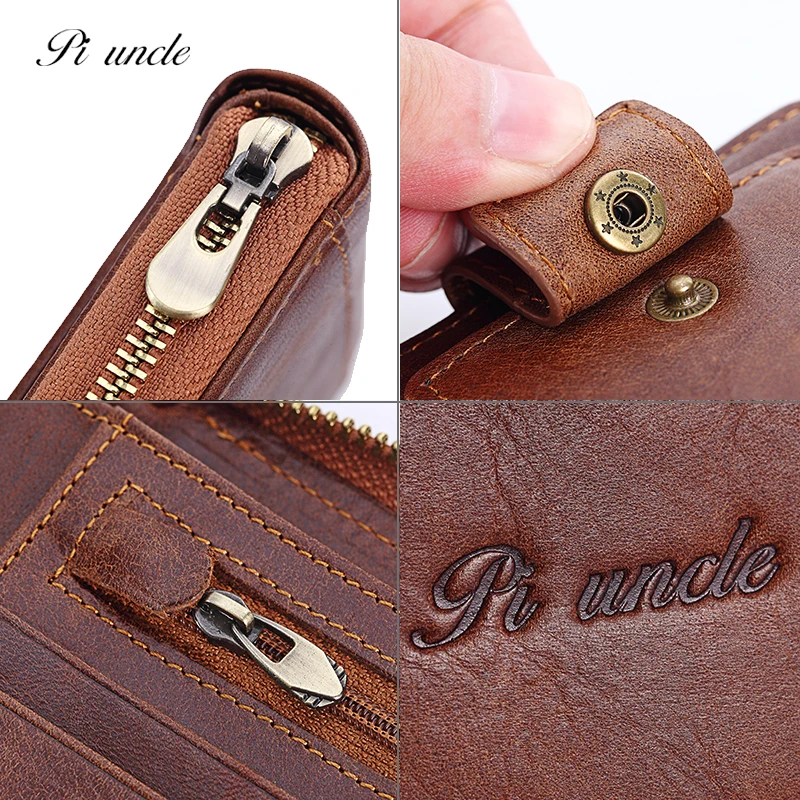 PIUNCLE из брендовой натуральной кожи; Для мужчин кошелек сумка RFID короткие портмоне маленький Винтаж кошельки Высокое качество отделение для монет тонкий бумажник
