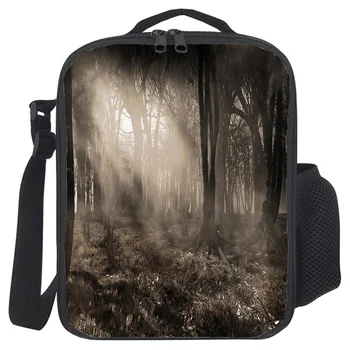

Brown Forest Gloomy Fog Portable Thermal Picnic Shoulder Lunch Bag for Women Office Cooler Box Handbag Pouch