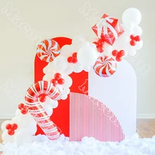 

Marry Christmas Birthday Party Backdrop Baby Shower Decoration 4D Gift Box Red Celebration White Dinner Balloon Garland Kits