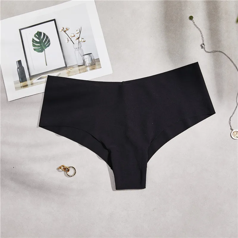 black briefs Женские бесшовные трусики-танга Fervour Pe, бесшовные трусики-танга с принтом в виде букв PINK, с низкой талией, размеры M/L - Цвет: black briefs
