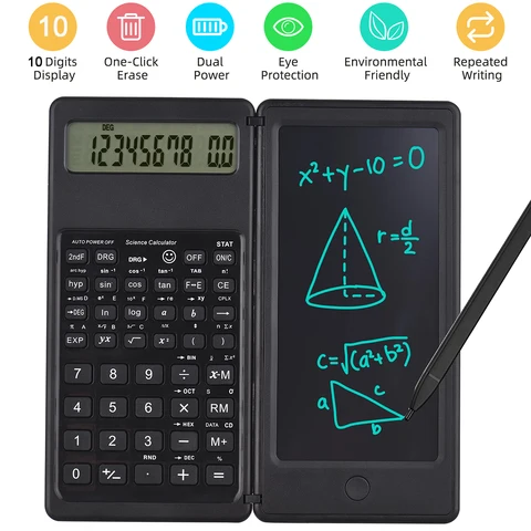 Scientific Calculator Tablet Drawing Pad 12 Digits Display calculator with Stylus Pen Erase Button Handwriting Board