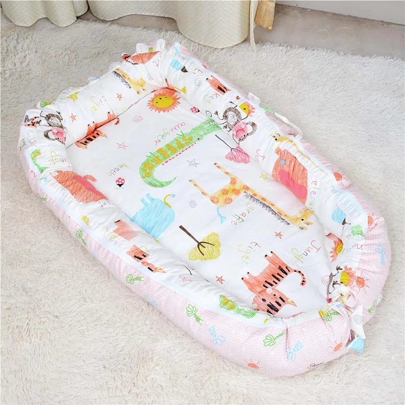 Portable Cotton Baby Bionic Bed Foldable Newborn Baby Crib Nest Bed Cradle Removable Infant Travel Bed 90x66cm