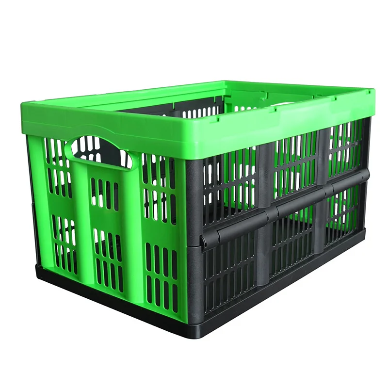 green 56L складные пластиковые коробки для хранения, органайзер, принадлежности для дома, офиса, книги, файлы, подарочная корзина для игрушек, чехол с отверстиями, синий, зеленый - Цвет: green